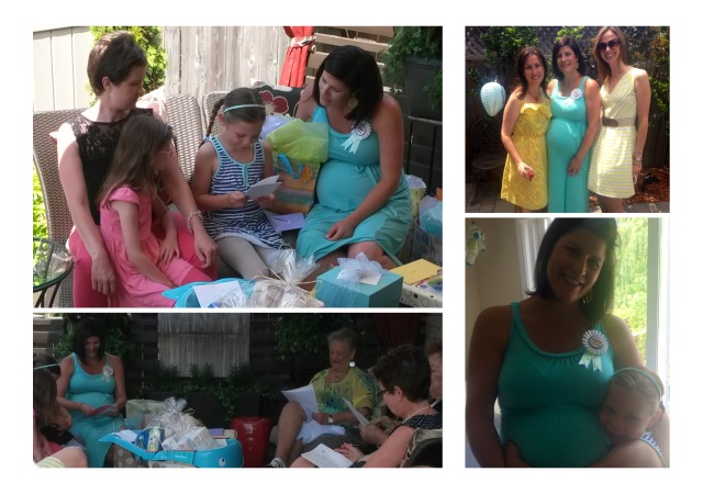 Opening gifts, girl friends, and a very excited big-sister-to-be!